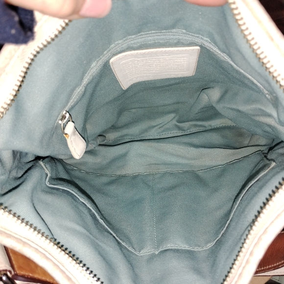 Coach Signature Buckle Hobo Shoulder Bag VintageTan White Leather Trim H05k-1487 - Picture 5 of 6